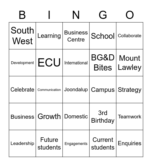 BG&D Bingo Card