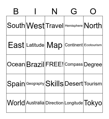 Geography Bingo Card