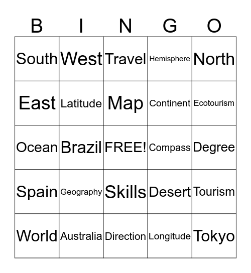 Geography Bingo Card