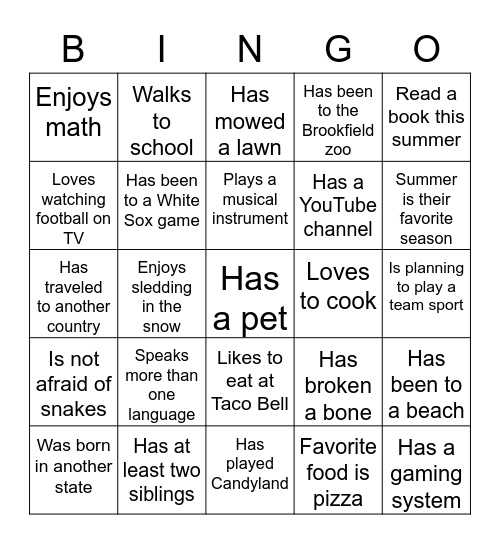 Find Someone Who... Bingo Card