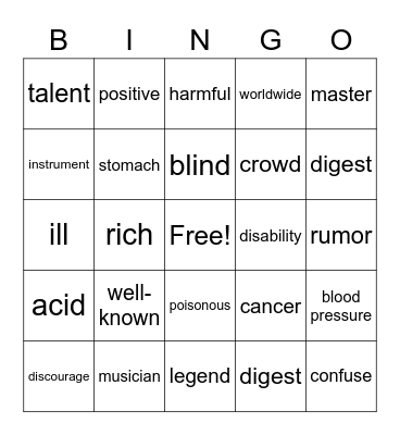 semmul  unit 8 & 9 Bingo Card