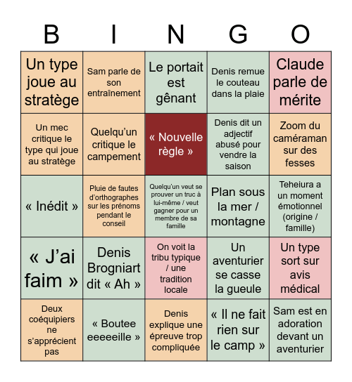 Koh-Lanta All Stars ⭐️ Bingo Card