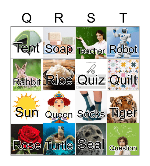 Phonics Q-T Bingo Card