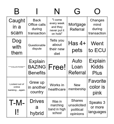First Flight Member BINGO Card