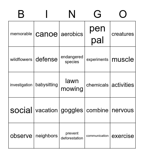 Untitled Bingo Card