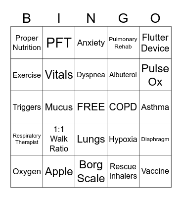 PULMONARY REHAB BINGO Card