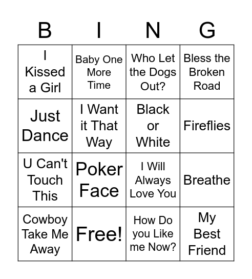 Music BINGO! Bingo Card
