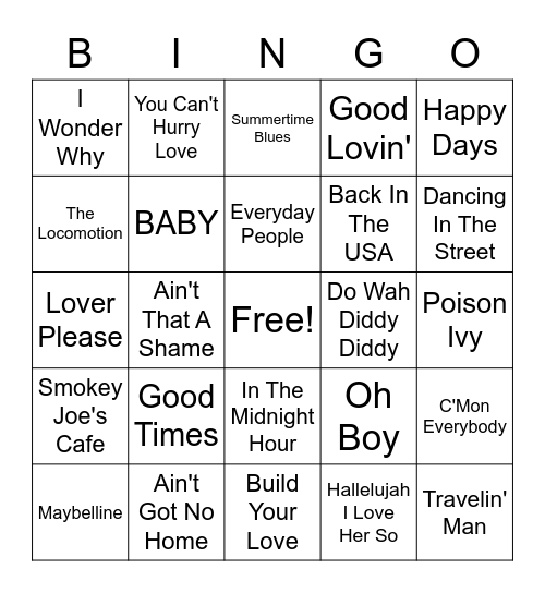 Whistle Misc. #1 Bingo Card