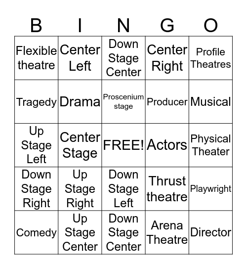 Theater Bingo Card
