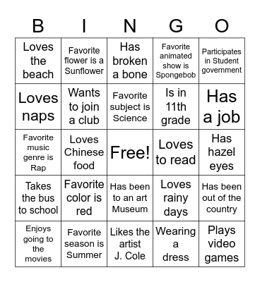 Ice Breaker Bingo Card