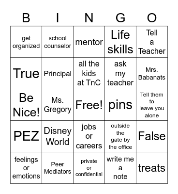 "Meet the Counselor" BINGO! Bingo Card