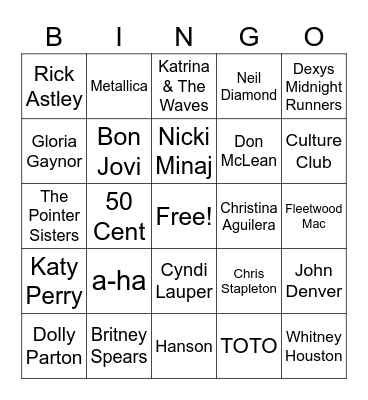 Music Bingo!!!! Bingo Card