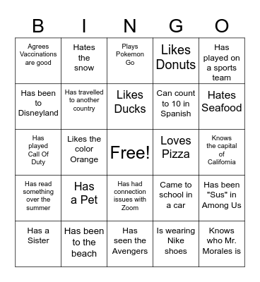 Find Someone Who... Bingo Card