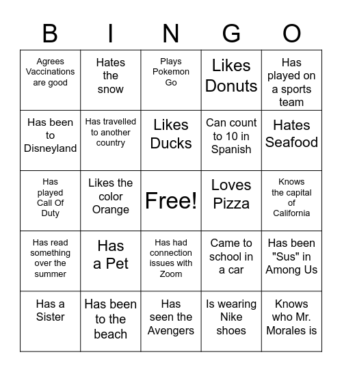 Find Someone Who... Bingo Card