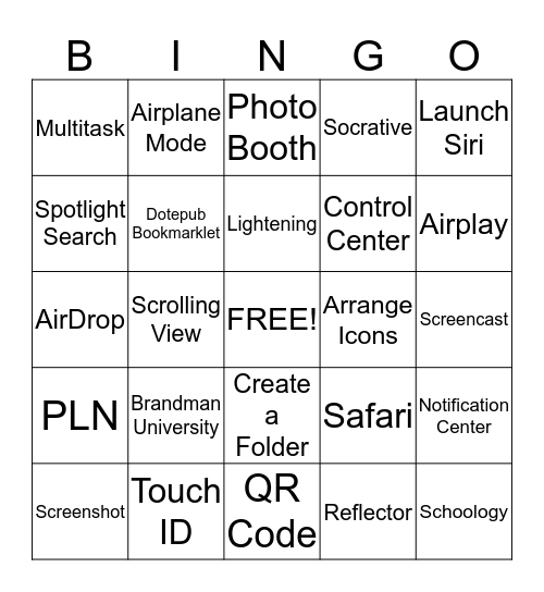 iPads In Education Bingo Card