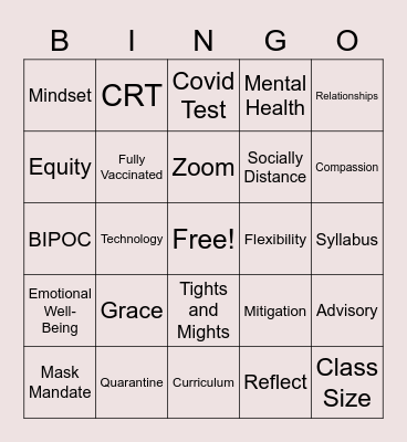Staff Development SS Bingo! Bingo Card