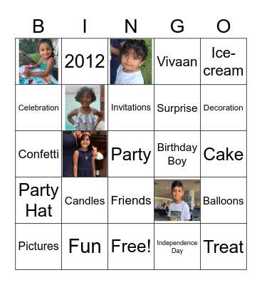Vivaan Birthday Bingo 2021 Bingo Card
