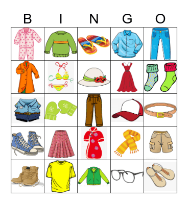CLOTHES Bingo Card
