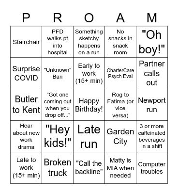 Week 1 Bingo Card