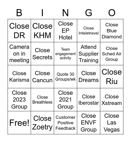 ALGV Sales Bingo Card