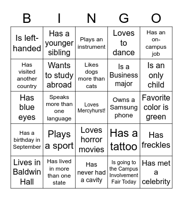 iMU 101.7 People Bingo Card