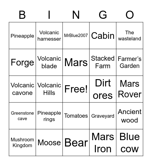 BSF Bingo Card