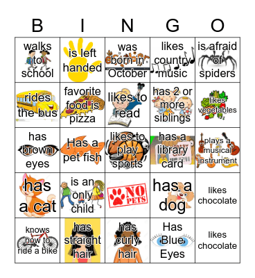Get to know you bingo Card