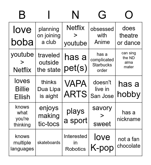 Hey Stranger! Bingo Card