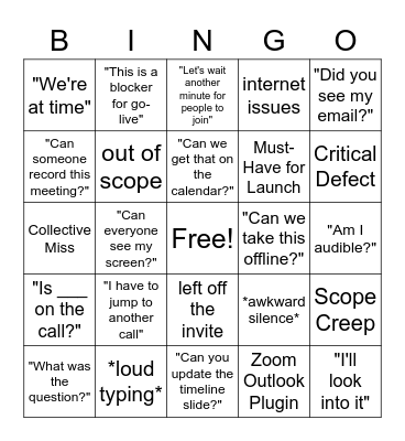 Conference Call Bingo Card