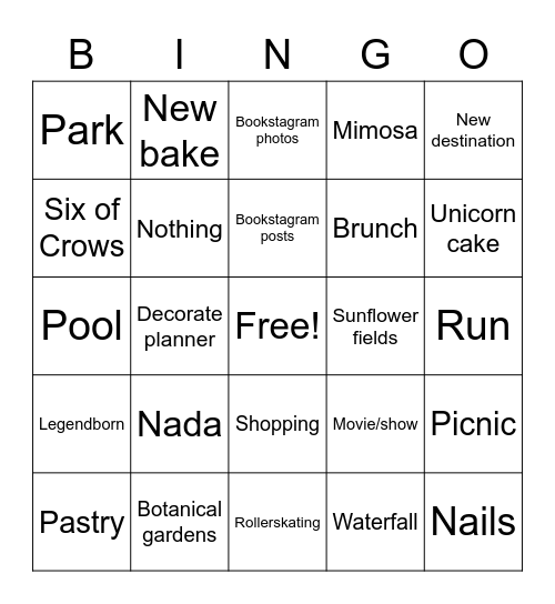 Staycation Bingo Card