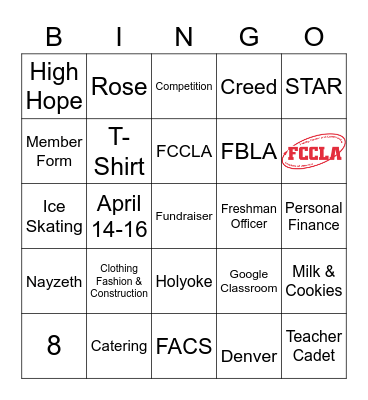 Introduction to FCCLA Bingo Card
