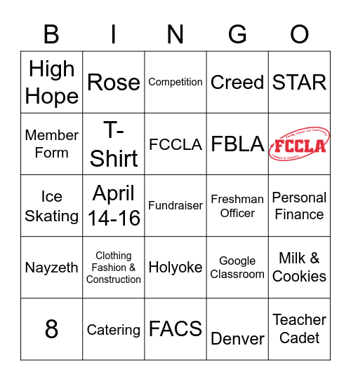 Introduction to FCCLA Bingo Card