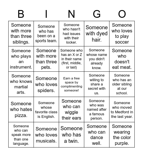 Teammate Bingo! Bingo Card