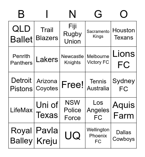 FUSION BINGO Card