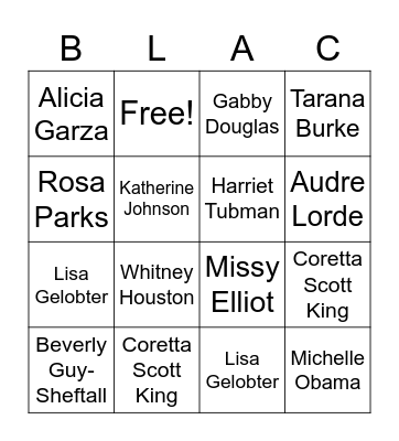 Blackity Black Black Black Bingo Card