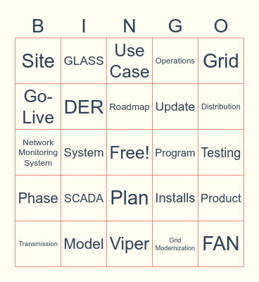 Grid Modernization Bingo Card