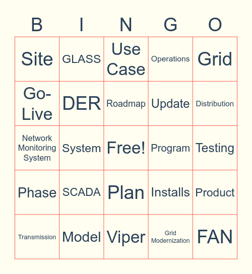 Grid Modernization Bingo Card