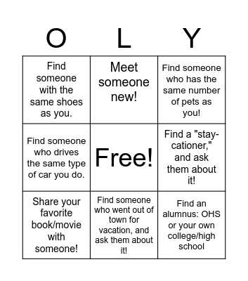 Staff Mixer OLY Bingo Card