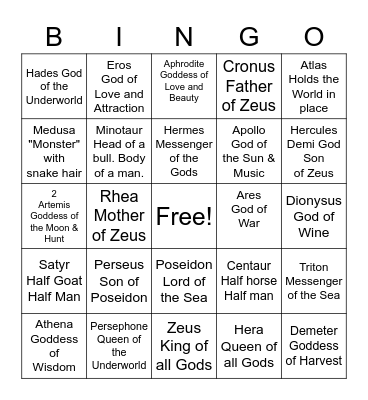 GREEK BINGO - KNOWLEDGE EDITION Bingo Card