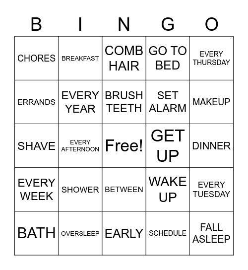 MASL Unit 7 Part 1 Bingo Card