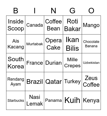 GA Bingo Card