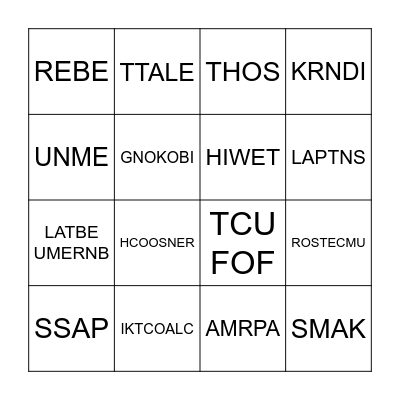 Un Jumble "work" words Bingo Card