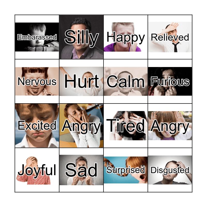 Facial Expression Bingo Card