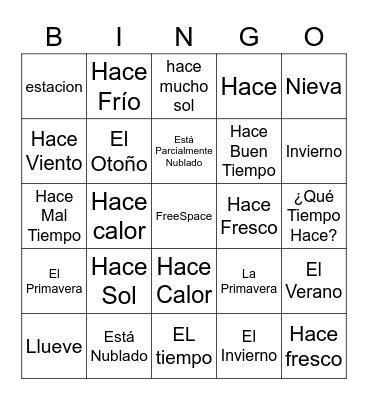 El Tiempo Bingo trayce Bingo Card