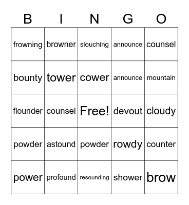 Macqlit 34 b OW /OU Bingo Card
