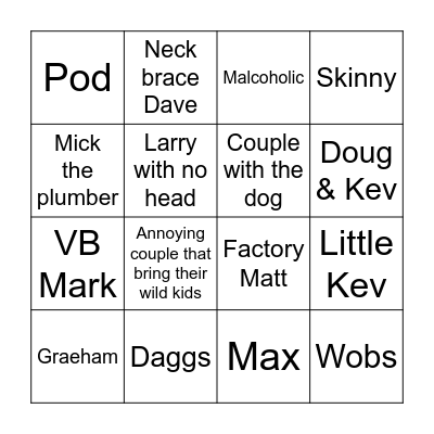 Customer  Bingo Card