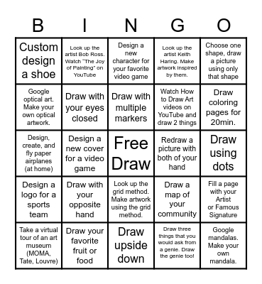 Art Choice Bingo Card