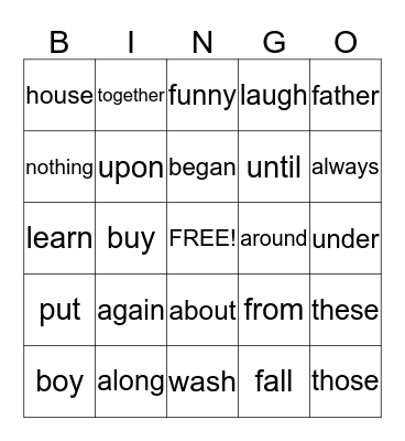 Lesson 23 Bingo Card