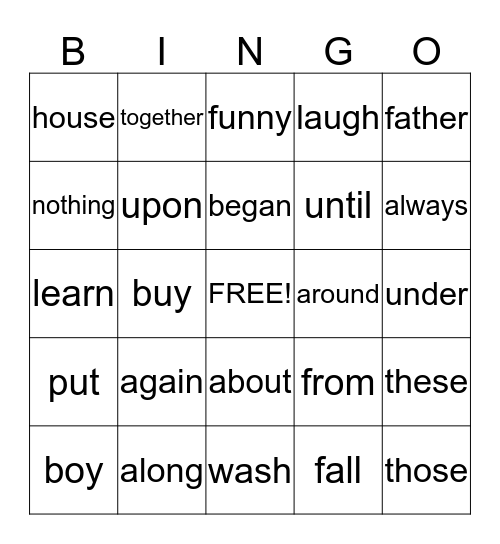 Lesson 23 Bingo Card