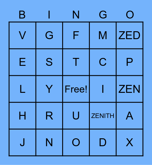 Zenith - Skyward Sword Aug 25th Bingo Card